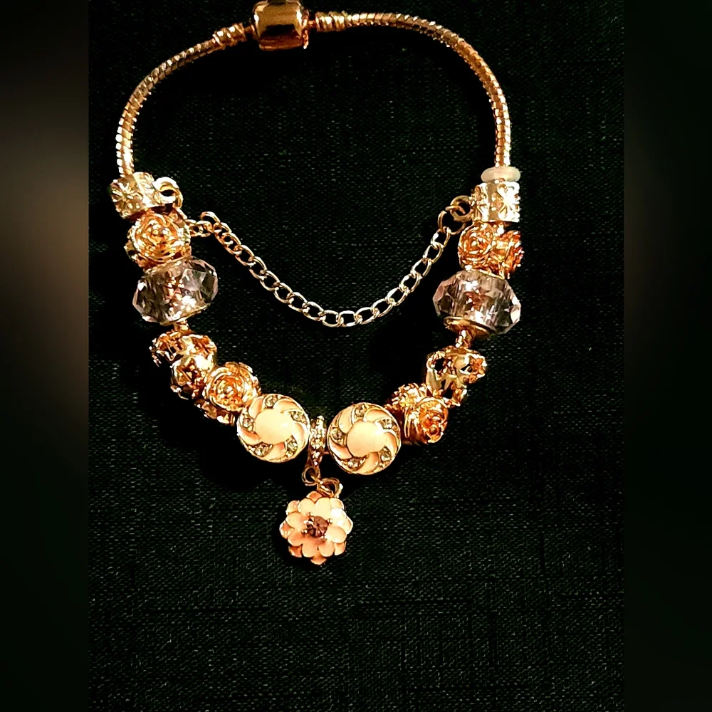 Elegant Rose Gold Bracelet with Pink Accents. ITEM No. 19-145